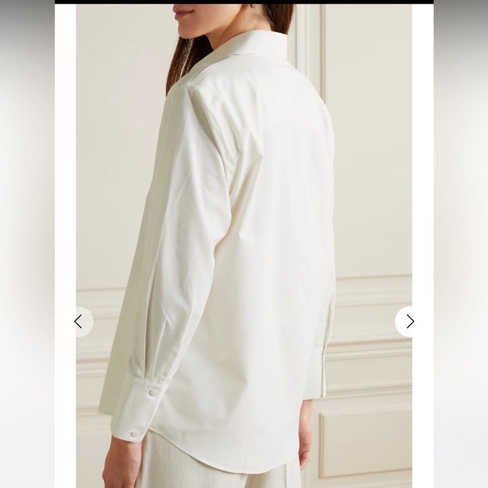BOUGUESSA Anum Shoulder Padded Off-White Shirt Sz S - Picture 3 of 11